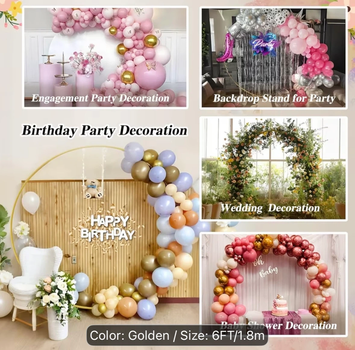 Golden Circular Backdrop Stand - photo 4