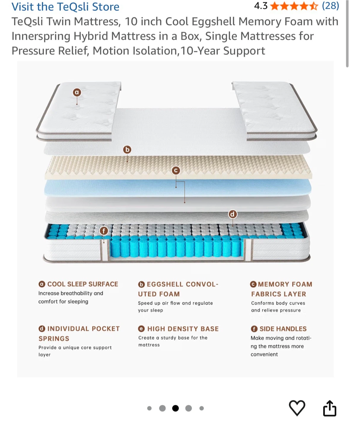 TeQsli Twin 10 inch Hybrid Mattress - photo 3