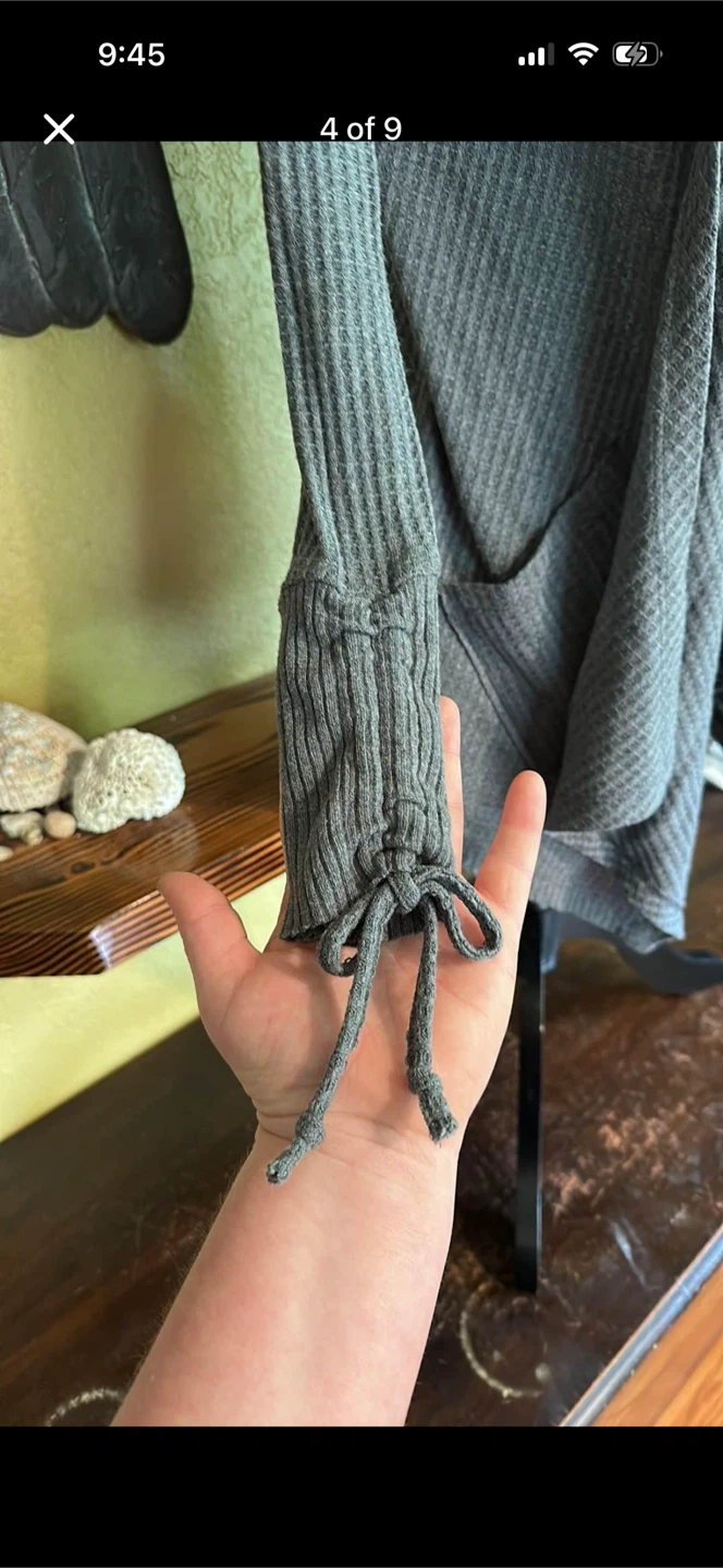 Kismet Waffle Knit Open Front Hooded Cardigan Sweater - photo 4