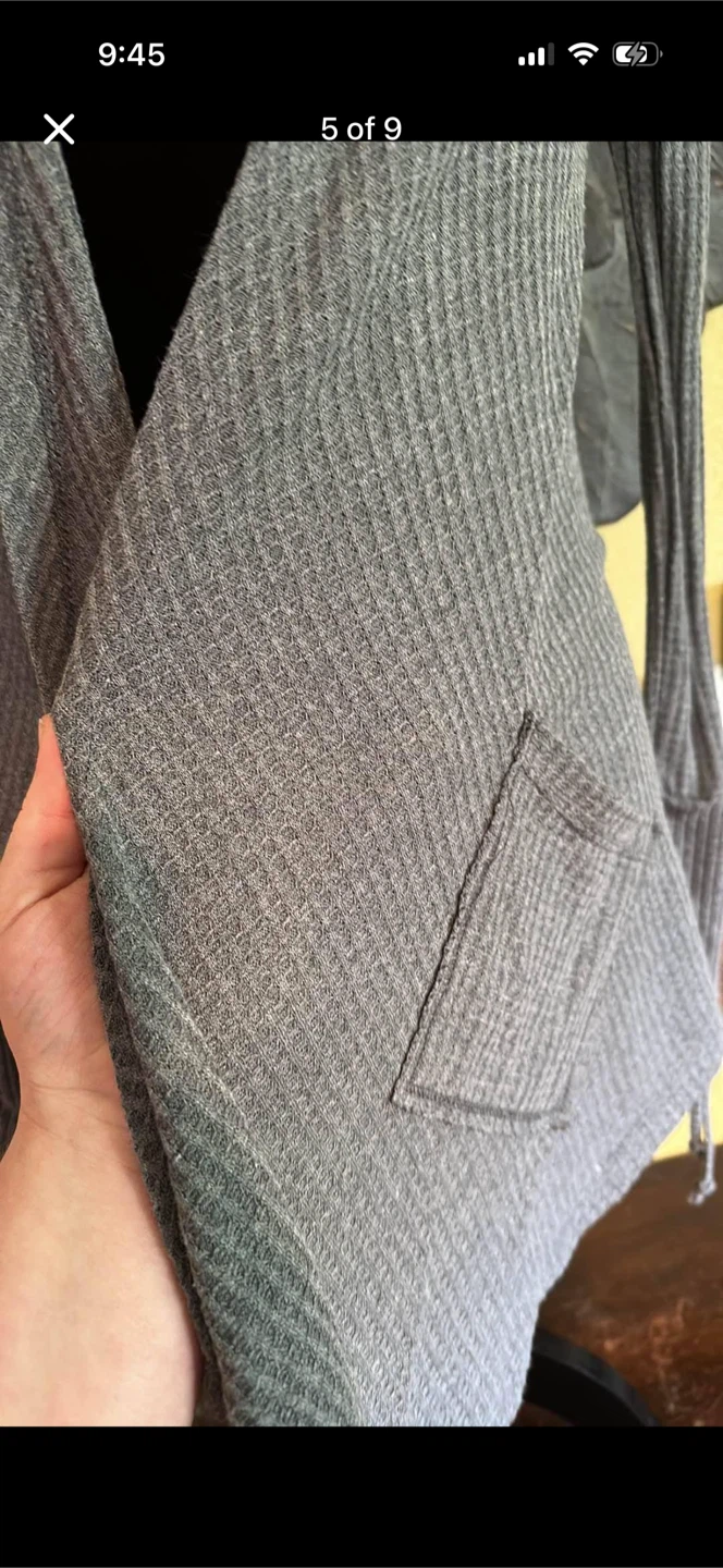 Kismet Waffle Knit Open Front Hooded Cardigan Sweater - photo 5