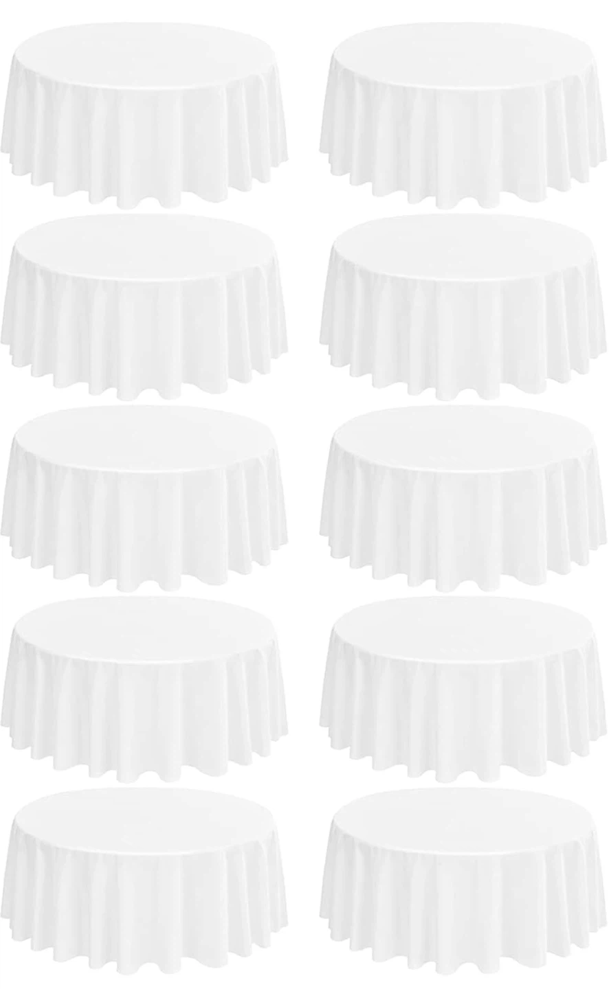 10-Pack 108-inch Round White Tablecloths - photo 2