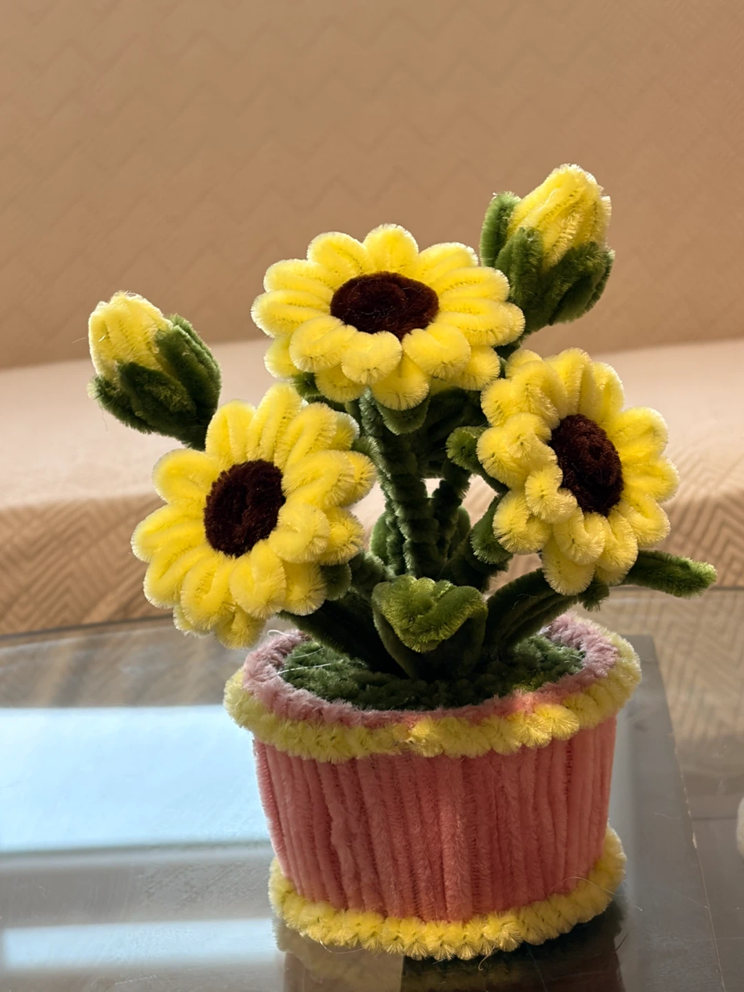 Handmade pipe cleaner sunflower plant - photo 3