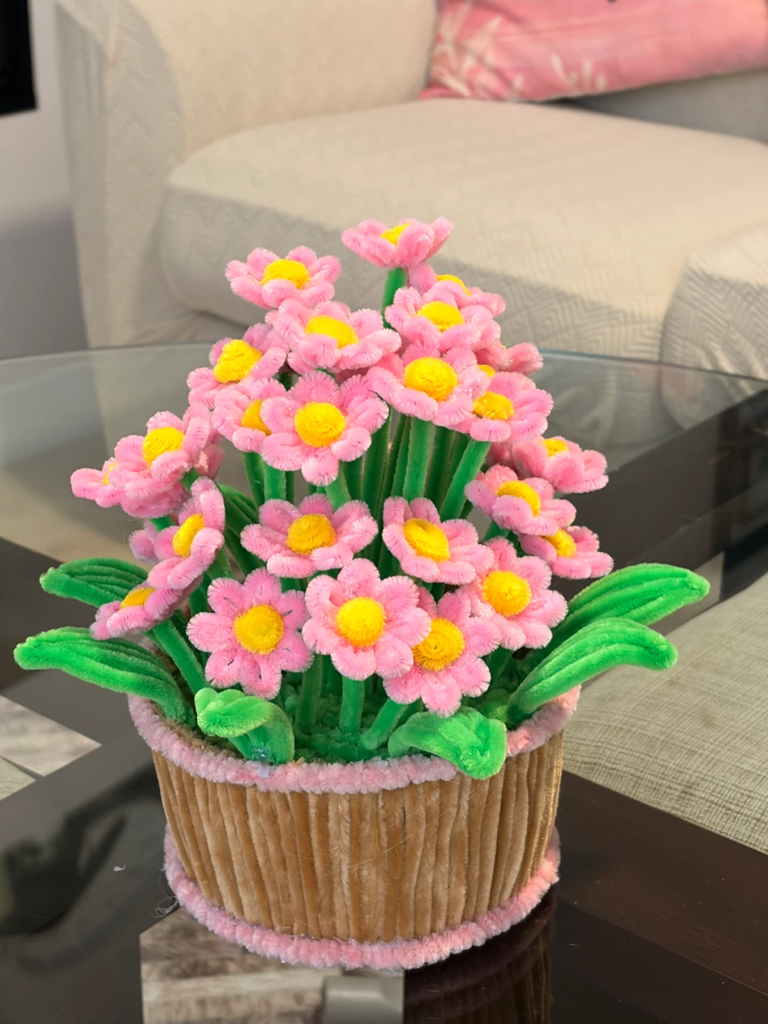 Handmade Pipe Cleaner Flower Bouquet in Planter