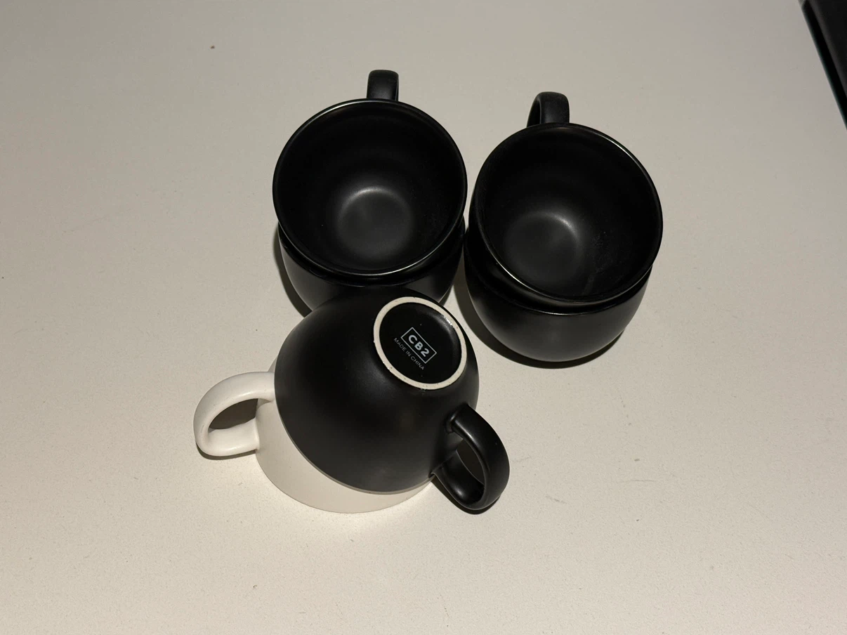 Set of 5 plus one CB2 Matte espresso cups