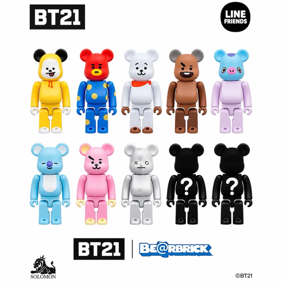 BT21 BEARBRICK SERIES BY BTS X LINE FRIENDS X MEDICOM