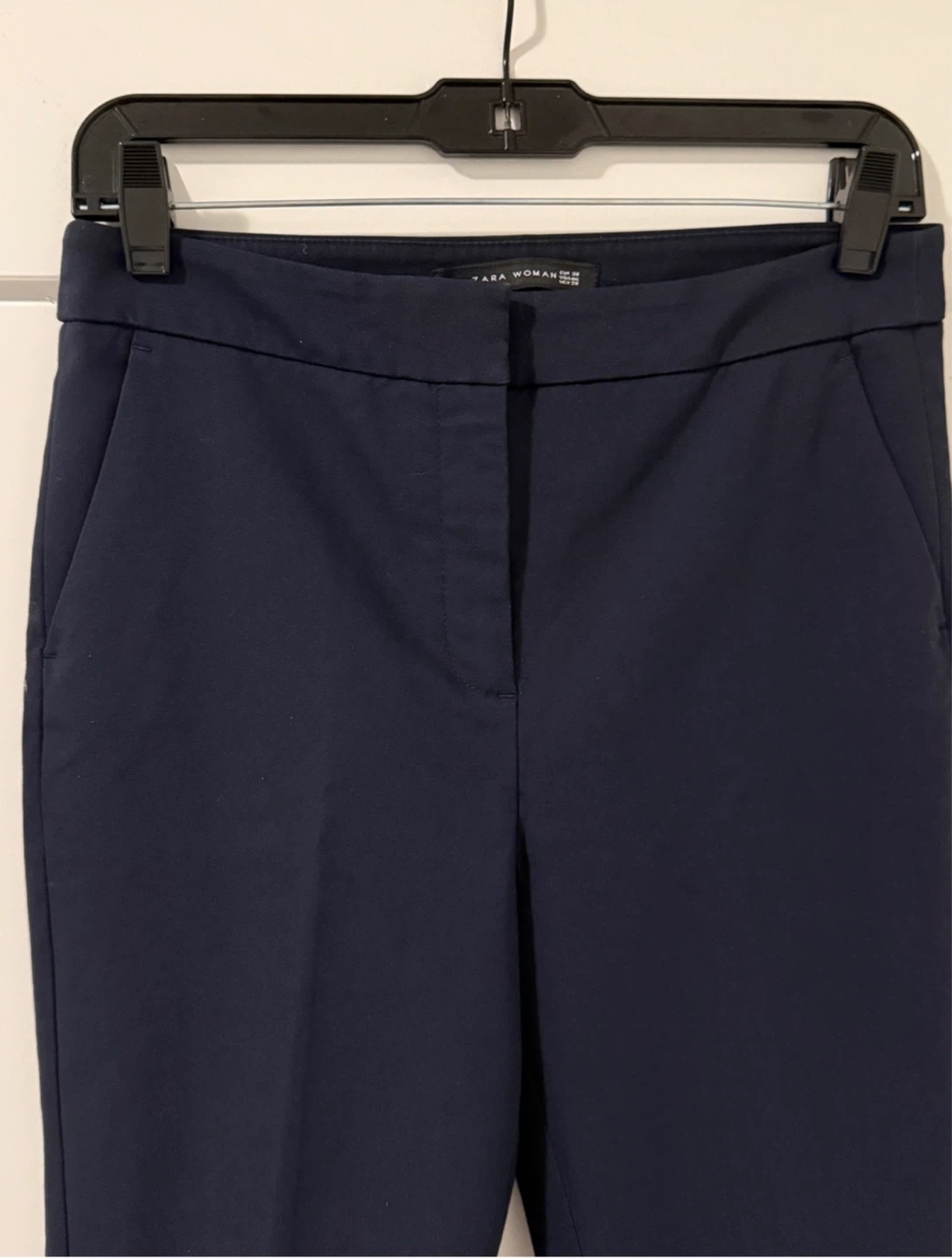 Zara women's navy straight leg trouser - photo 2