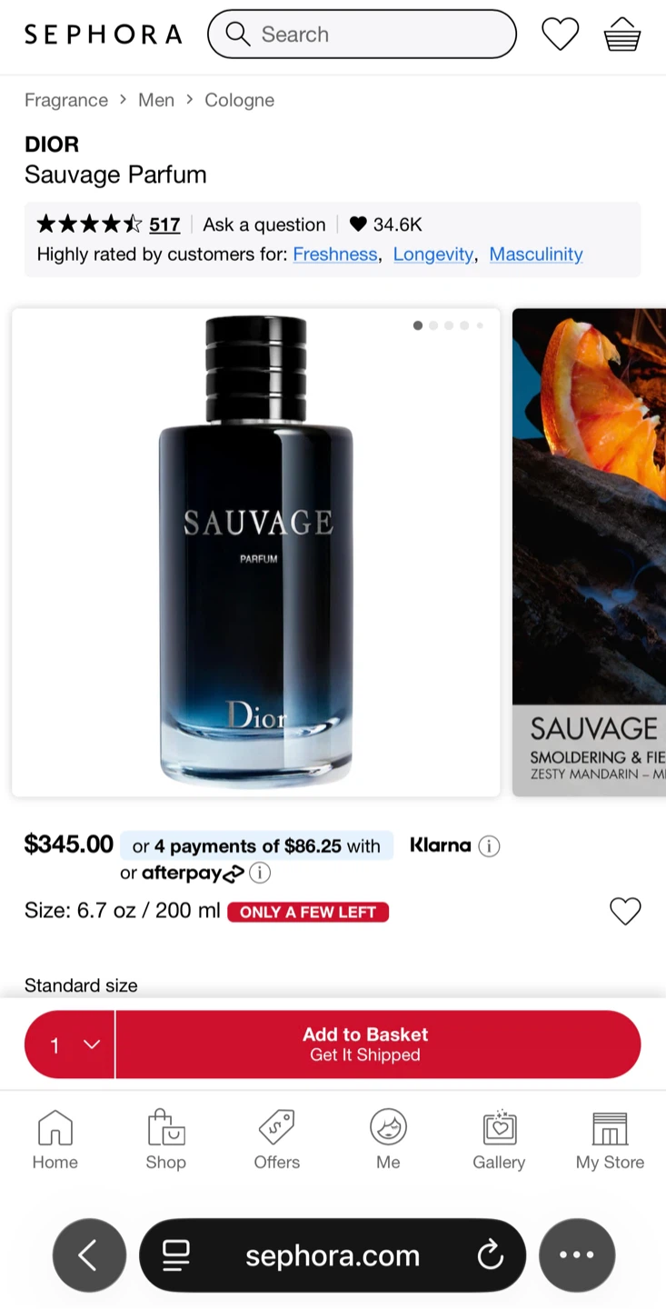 Dior Sauvage Parfum 200ml