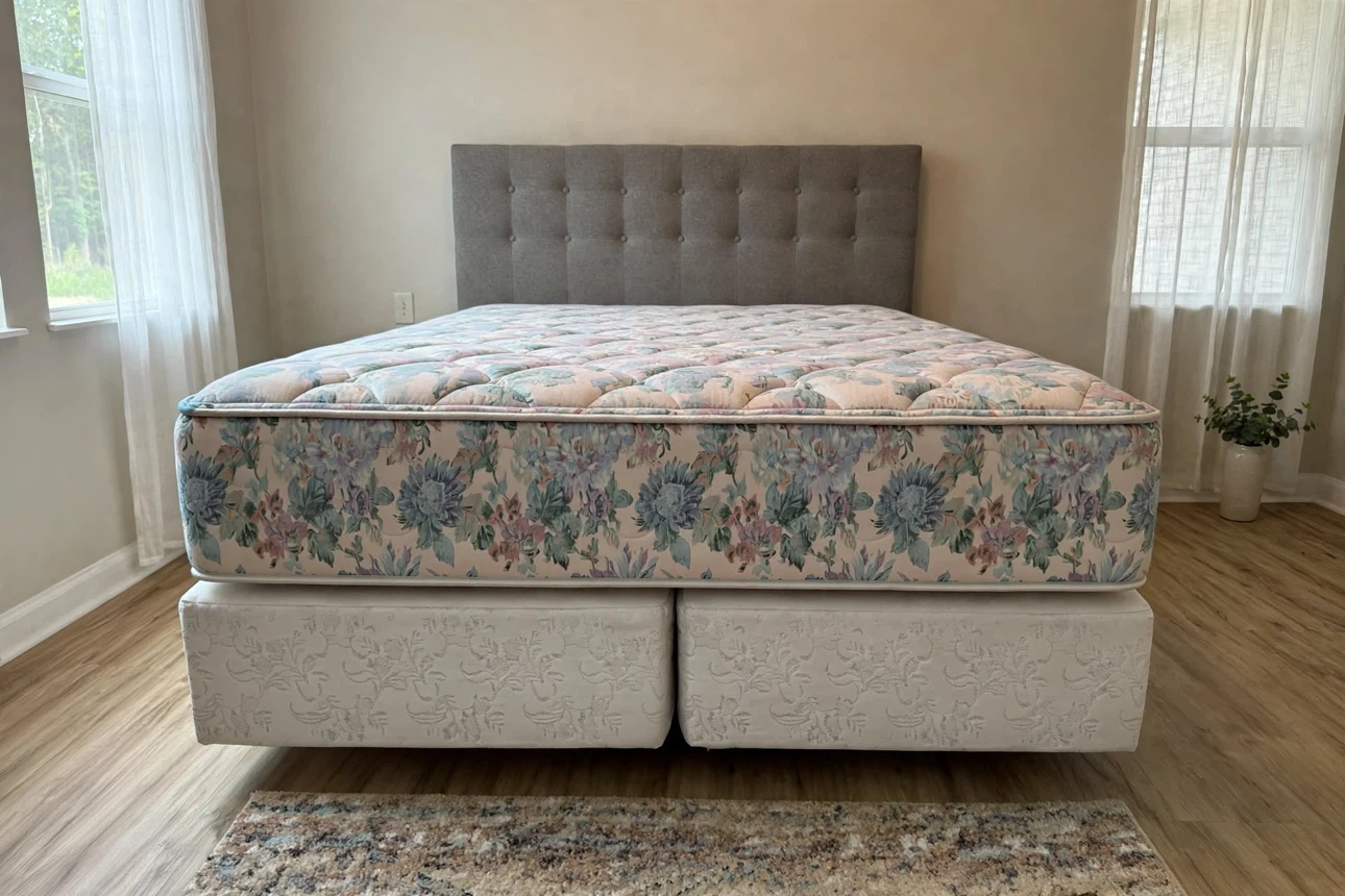 KING SIZE Bed Set - Grey Headboard, Box Spring, Frame & Mattress - photo 4