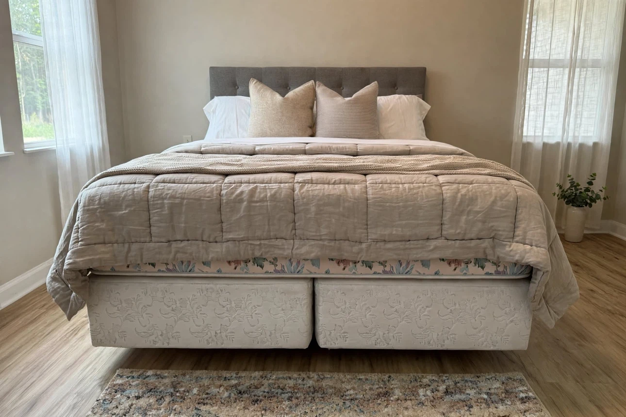 KING SIZE Bed Set - Grey Headboard, Box Spring, Frame & Mattress - photo 5