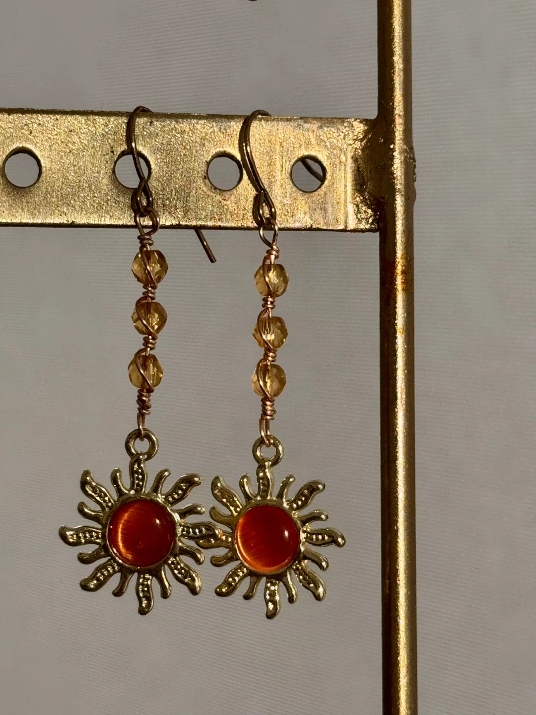 Sun Charm Drop Earrings