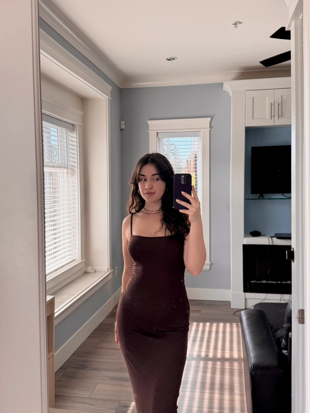 Brown Midi Dress Aerie