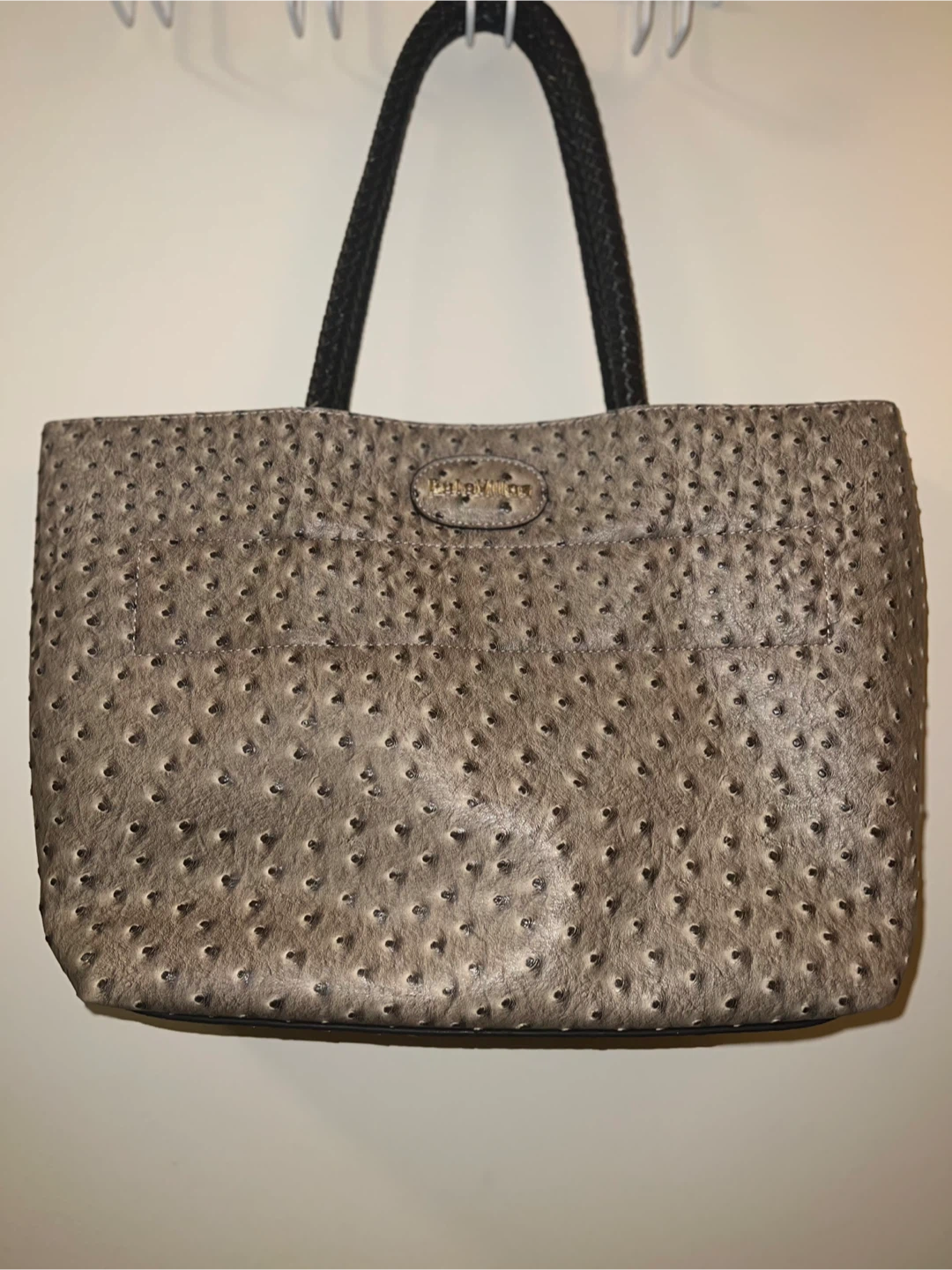Brahmin Grey Ostrich Embossed Tote Bag