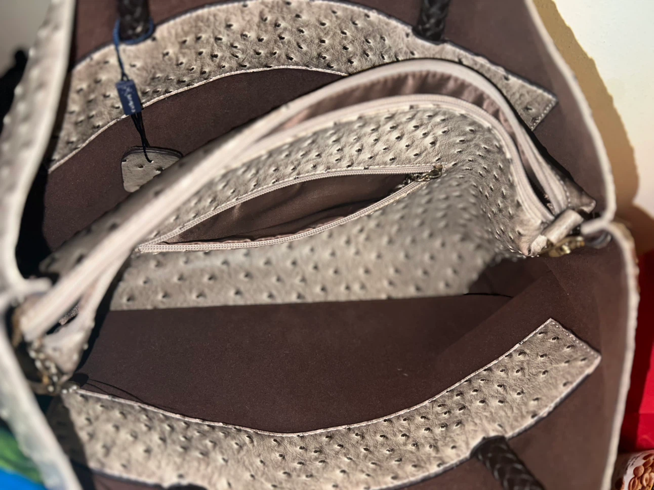 Brahmin Grey Ostrich Embossed Tote Bag - photo 4
