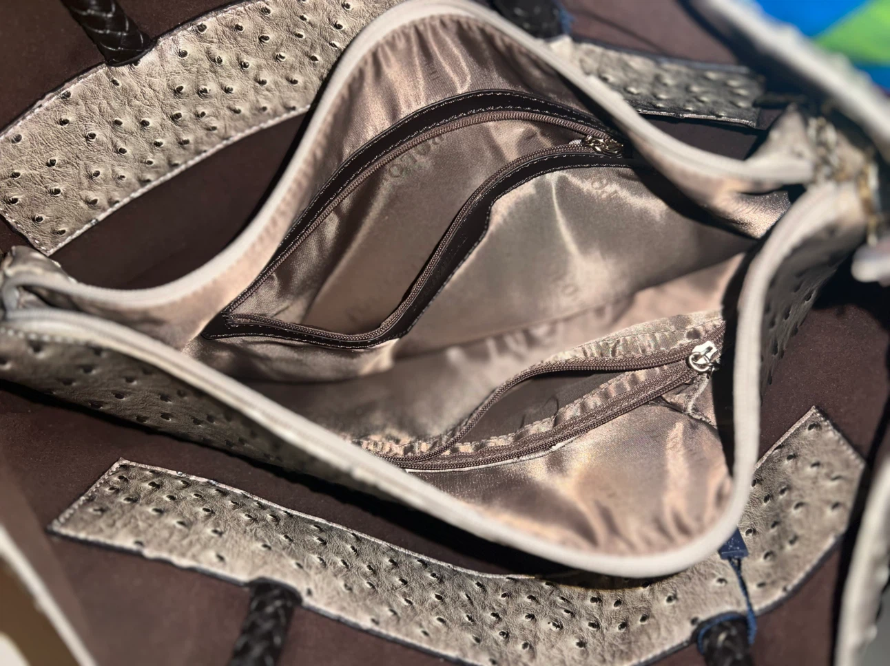 Brahmin Grey Ostrich Embossed Tote Bag - photo 5