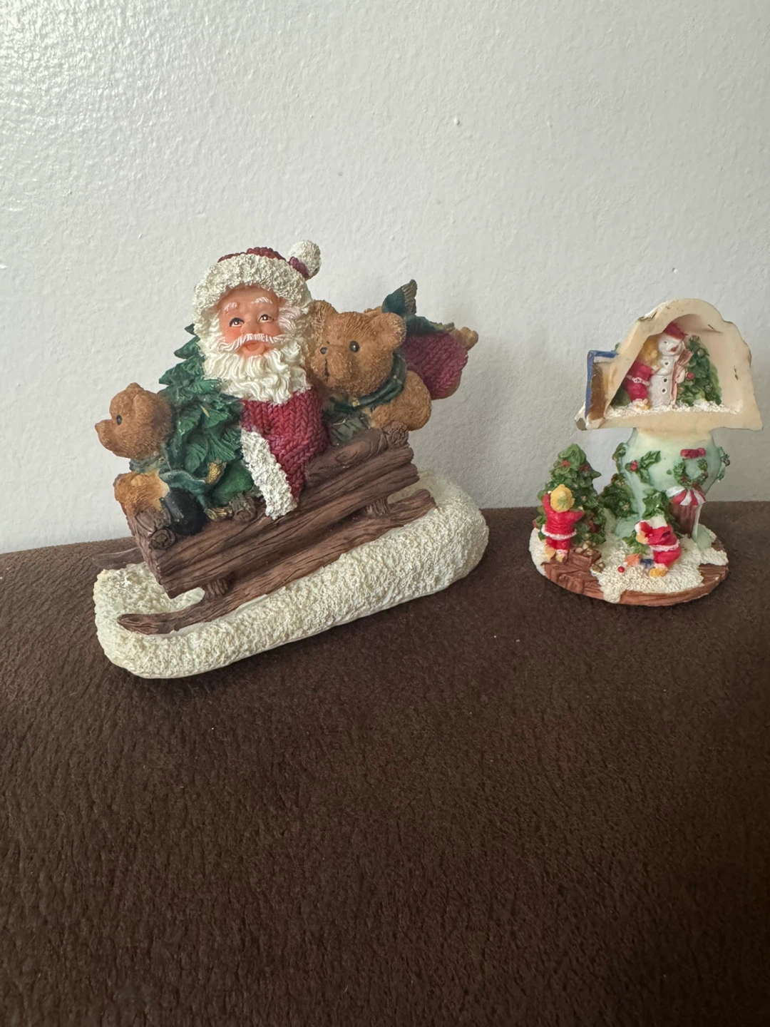 Christmas Santa and Snowman Figurines