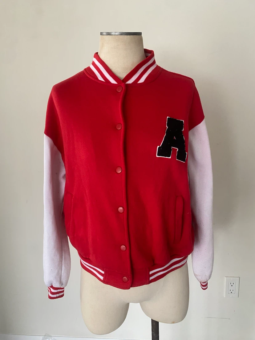 Red and White Athletics Varsity Women’s Jacket