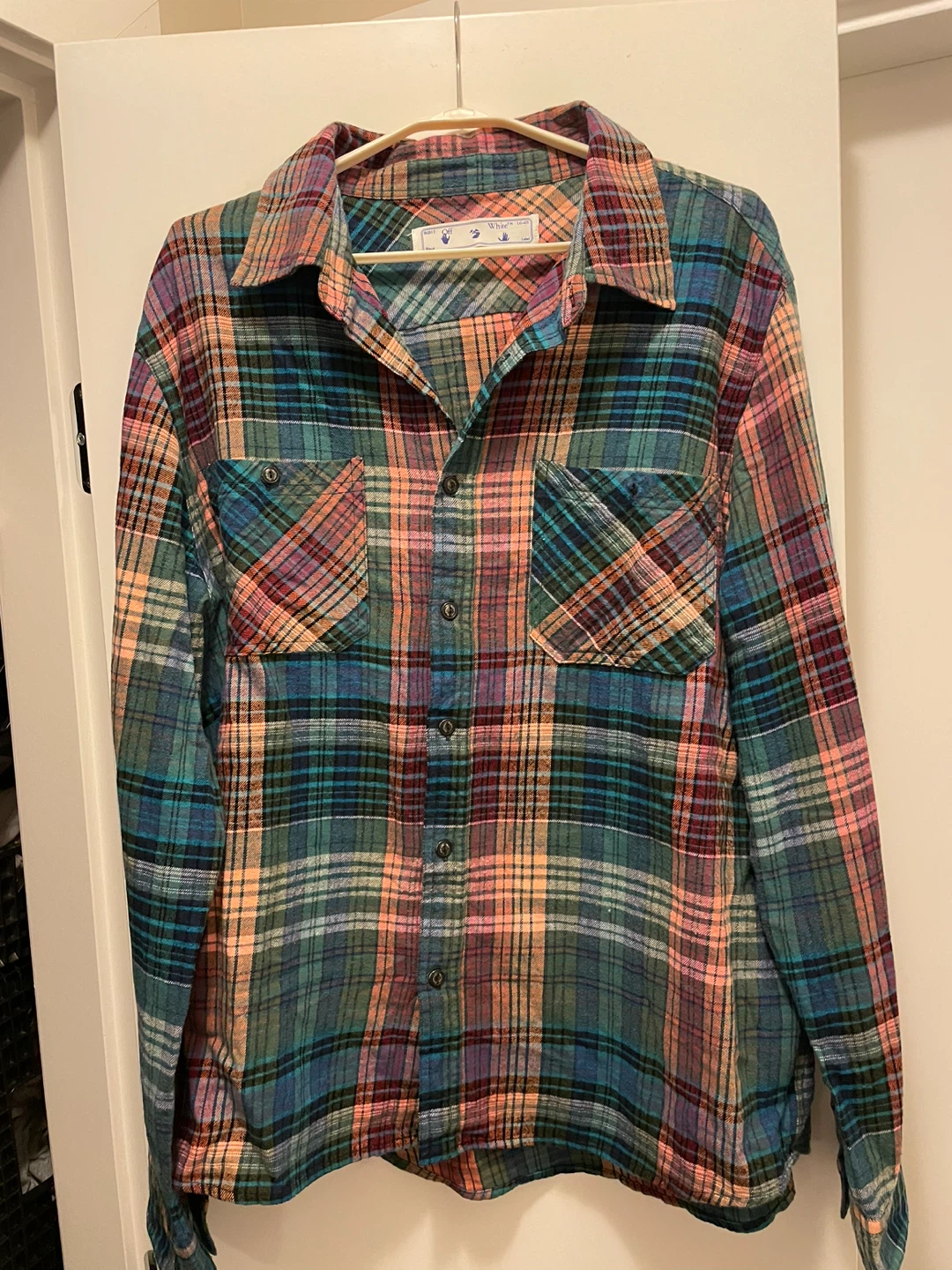 Off-White Plaid Flannel Shirt