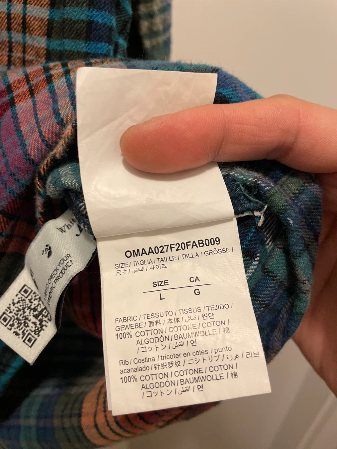 Off-White Plaid Flannel Shirt - photo 3