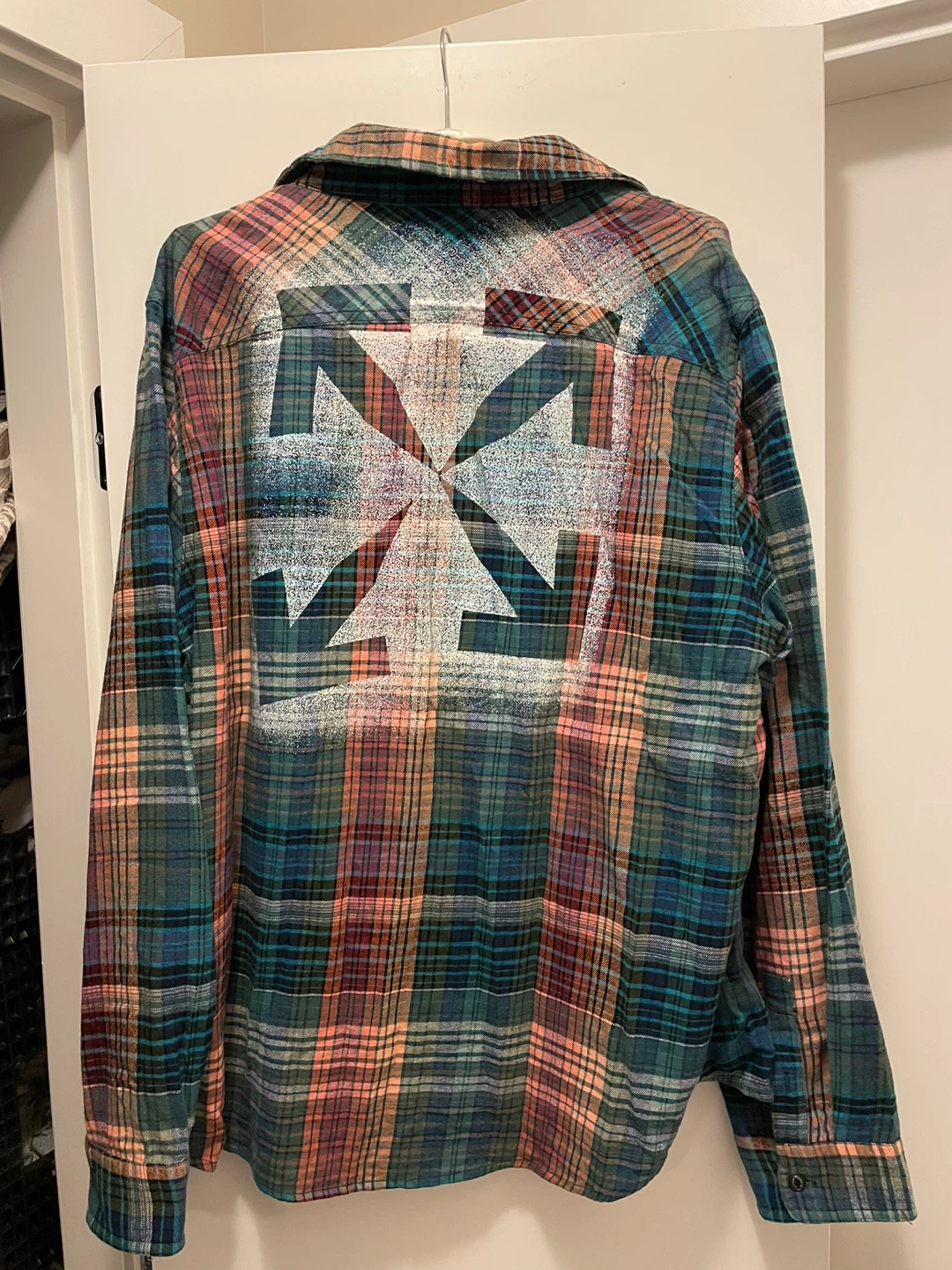 Off-White Plaid Flannel Shirt - photo 4