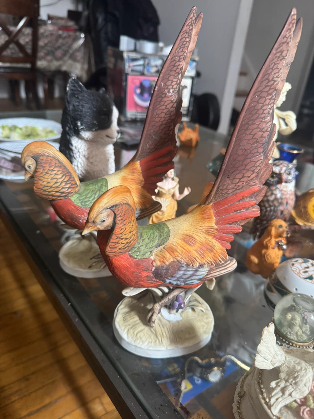 Two Vintage L'Amour China Golden Pheasant Figurines
