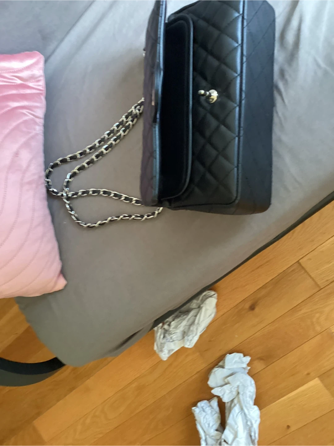 Black Quilted Flap Bag - photo 3