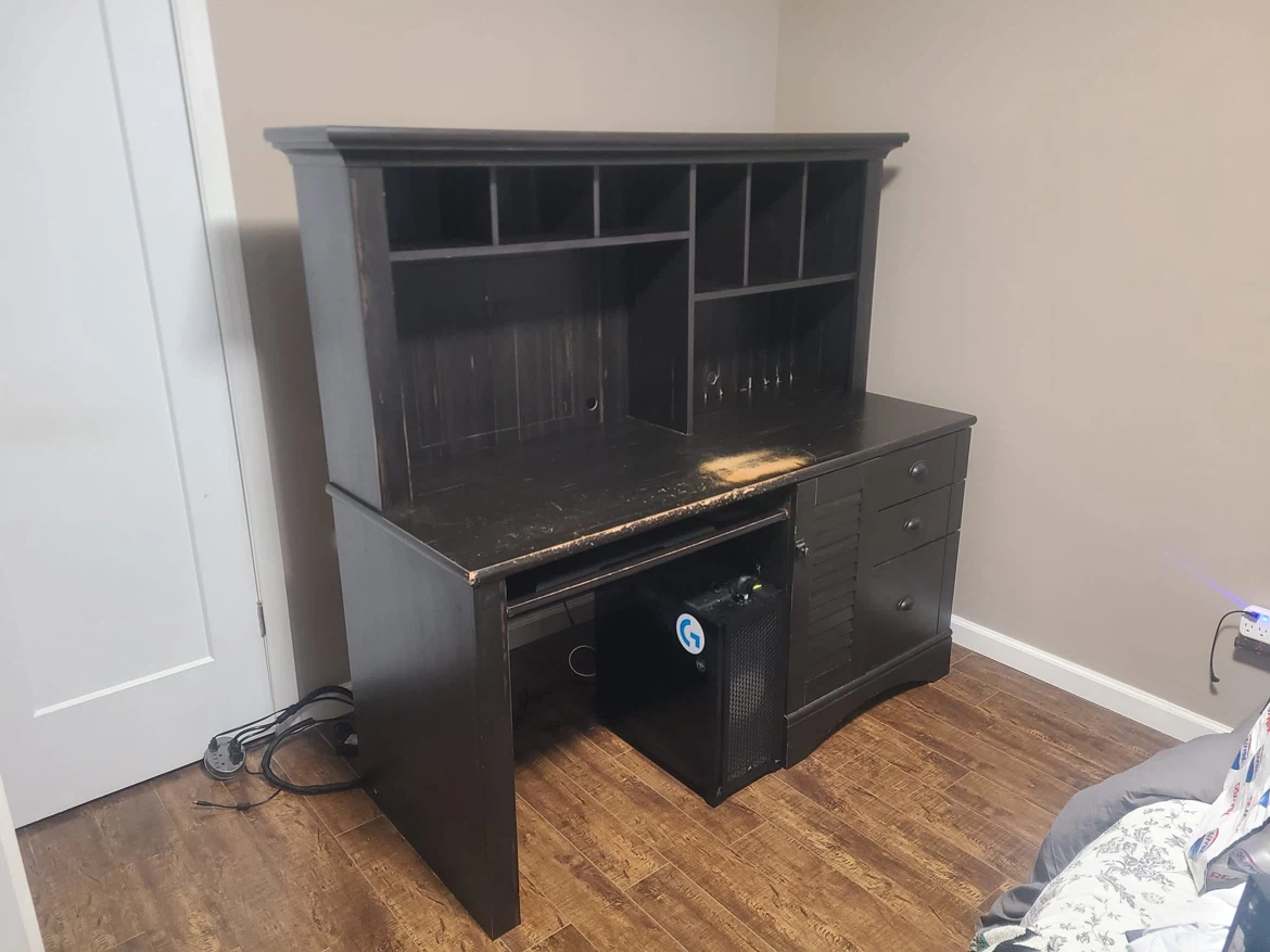 Black desk with hutch - photo 5
