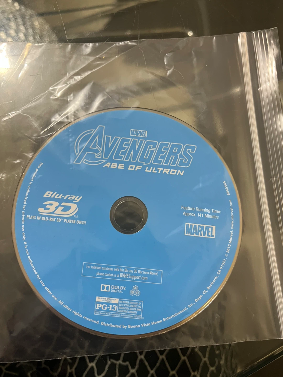 Marvel Avengers: Age of Ultron Blu-ray 3D Disc
