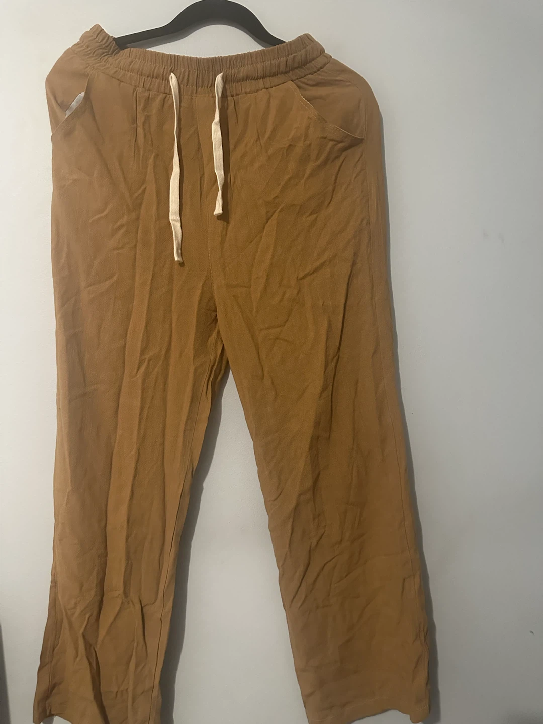 Tan Linen-Blend Drawstring Pants - photo 2