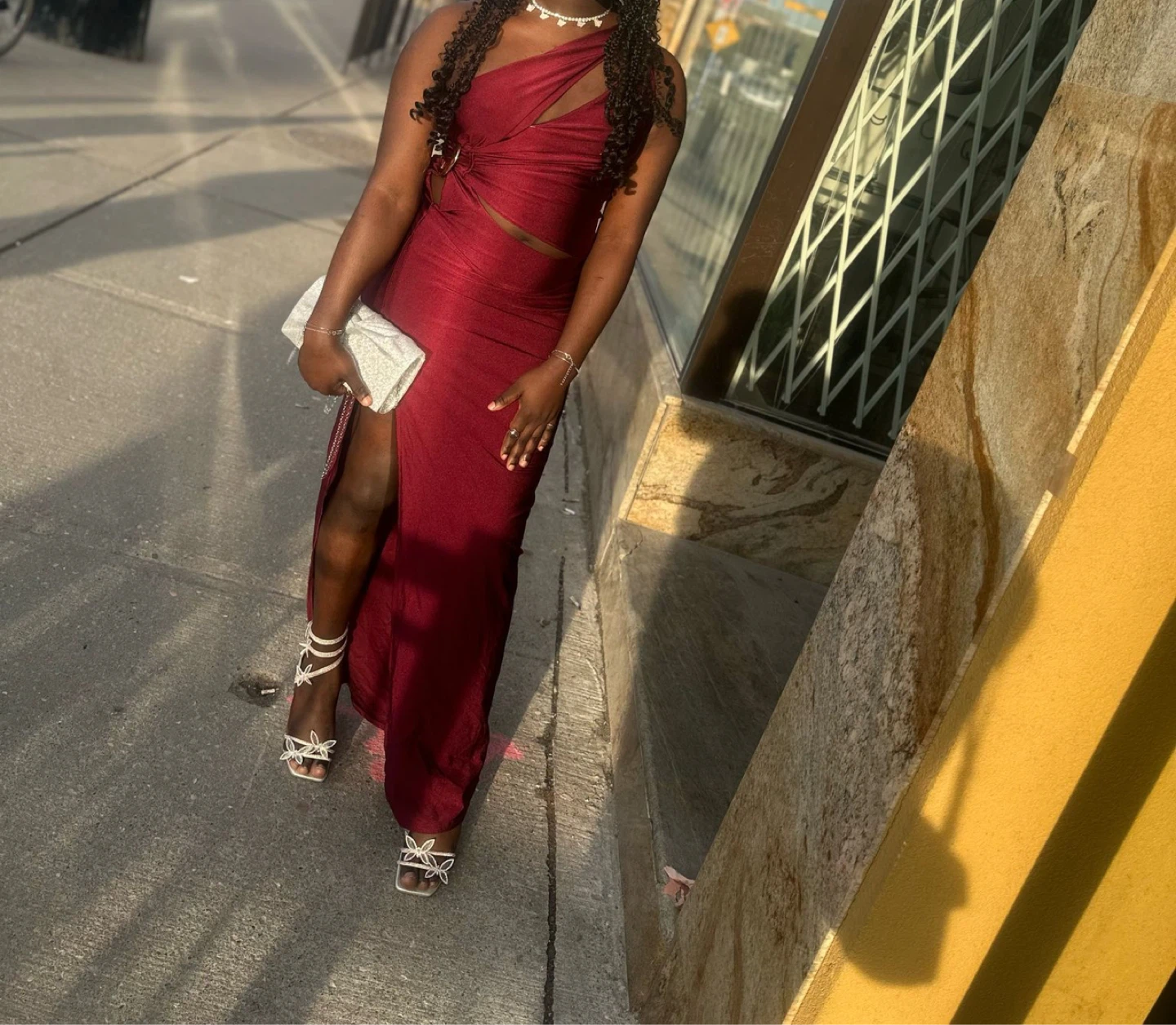 Burgundy one-shoulder cutout maxi dress - photo 2