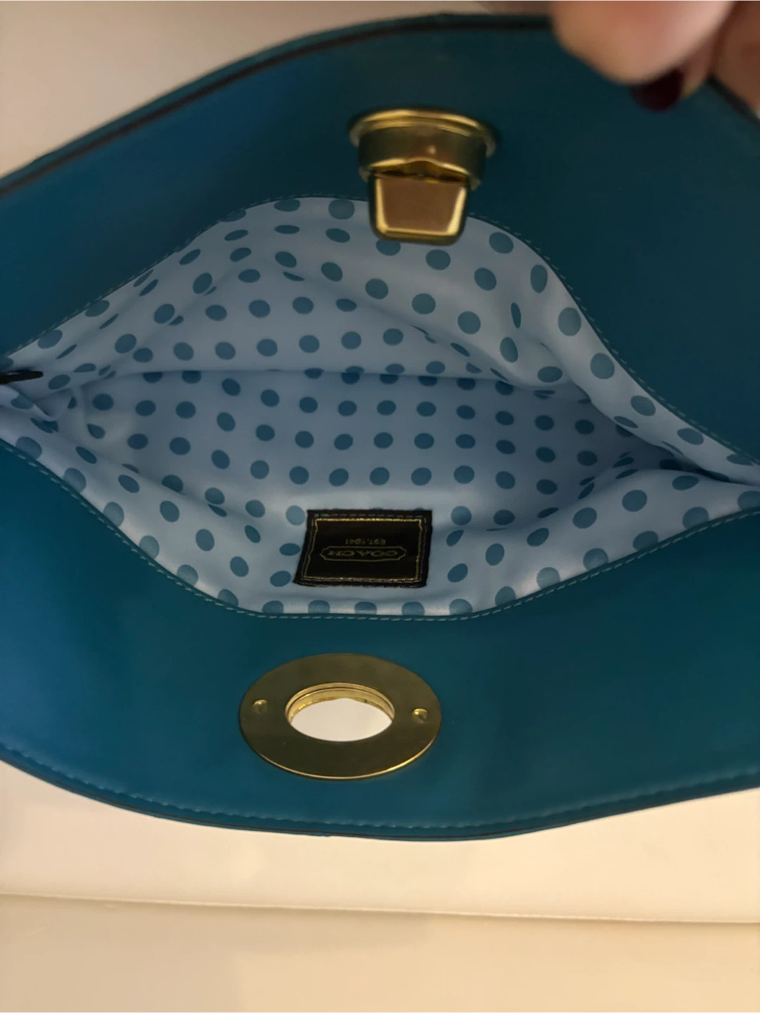 AUTHENTIC Y2K Coach Clutch Turn Lock TURQUOISE - photo 3
