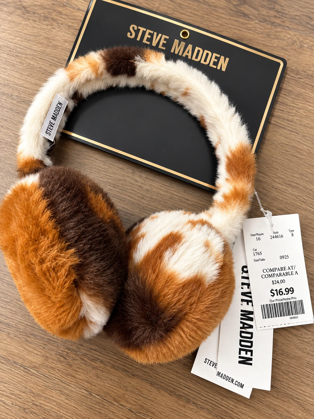 Steve Madden Faux Fur Cow Print Earmuffs – New With Tags