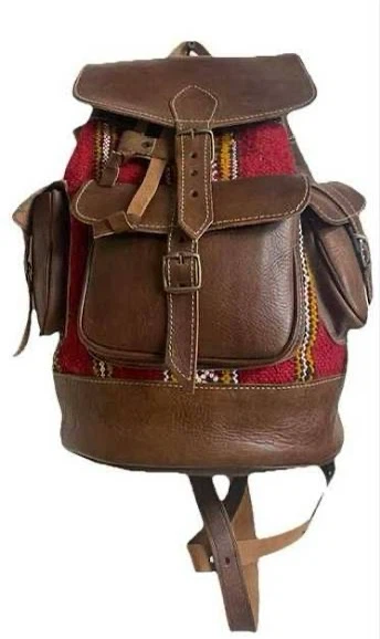 Vintage Leather and Kilim Backpack