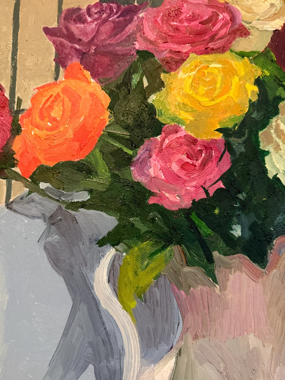 Oil Painting of Roses in a Pitcher 29x24 - photo 2