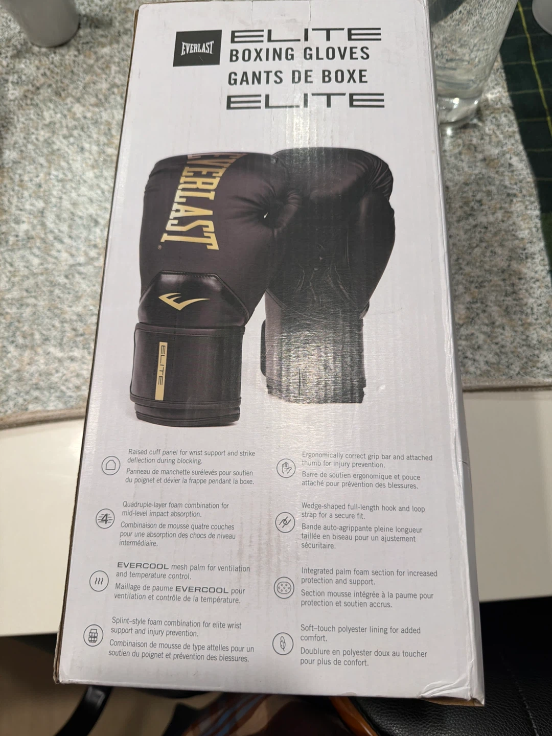 Everlast Elite Boxing Gloves 16 oz Black/Gold