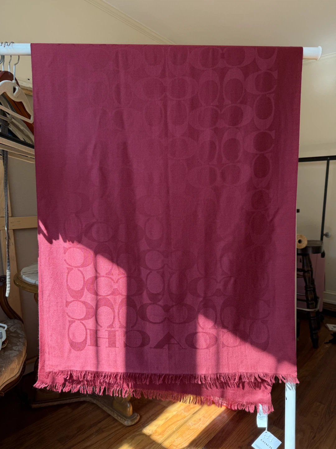 Coach Signature C Wrap Red Burgundy Scarf - photo 2