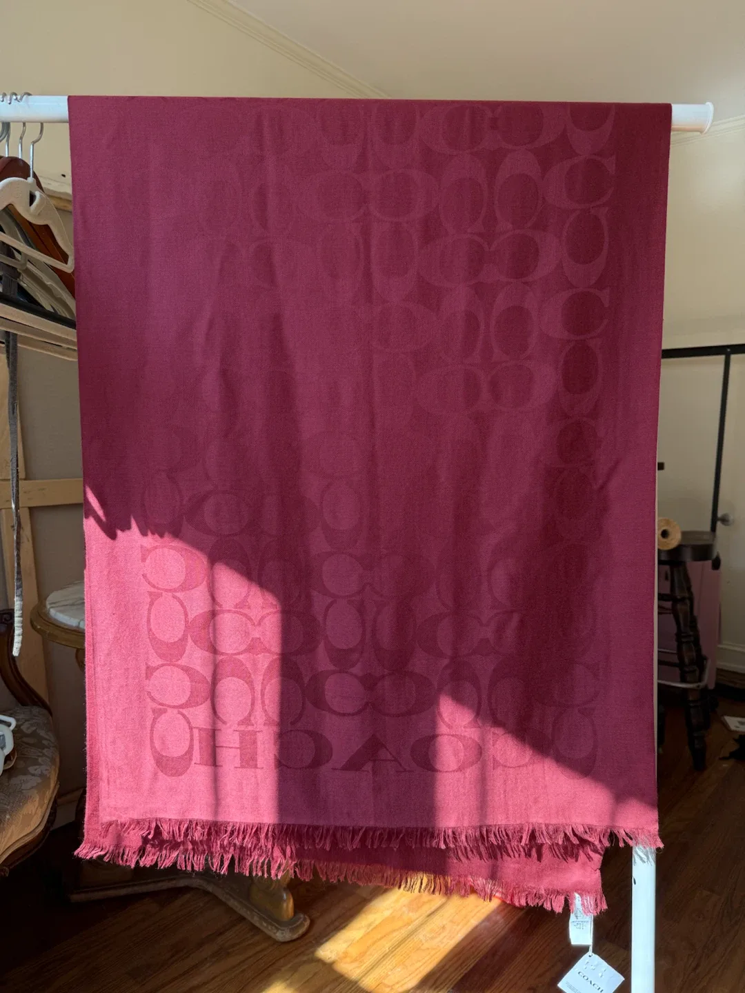 Coach Signature C Wrap Red Burgundy Scarf - photo 2