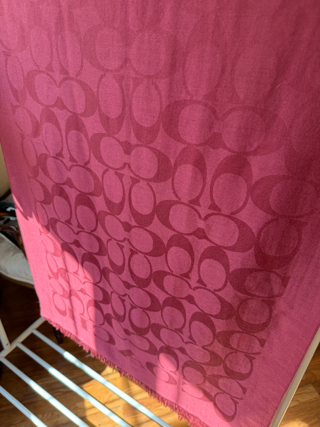 Coach Signature C Wrap Red Burgundy Scarf - photo 3