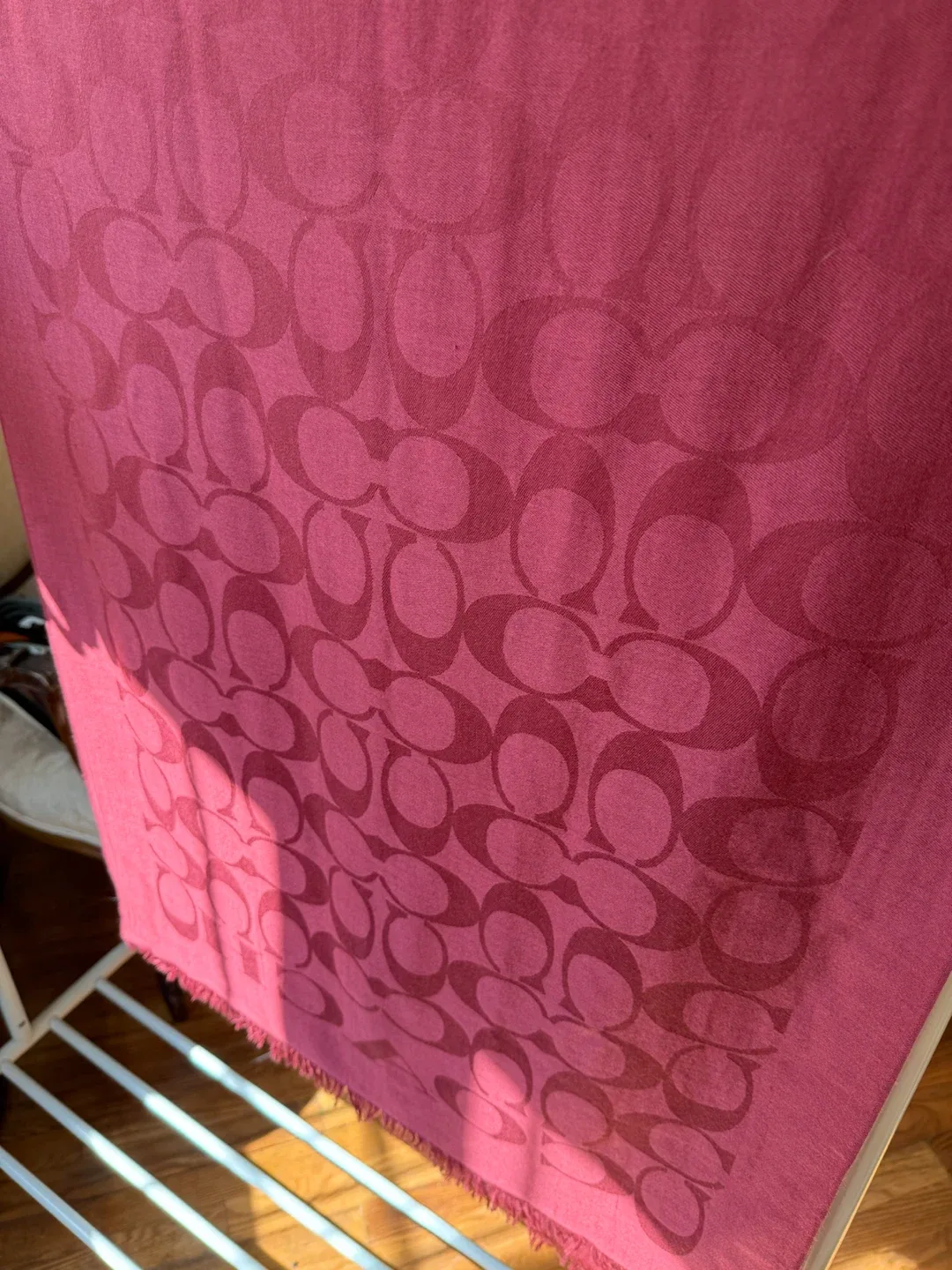 Coach Signature C Wrap Red Burgundy Scarf - photo 3