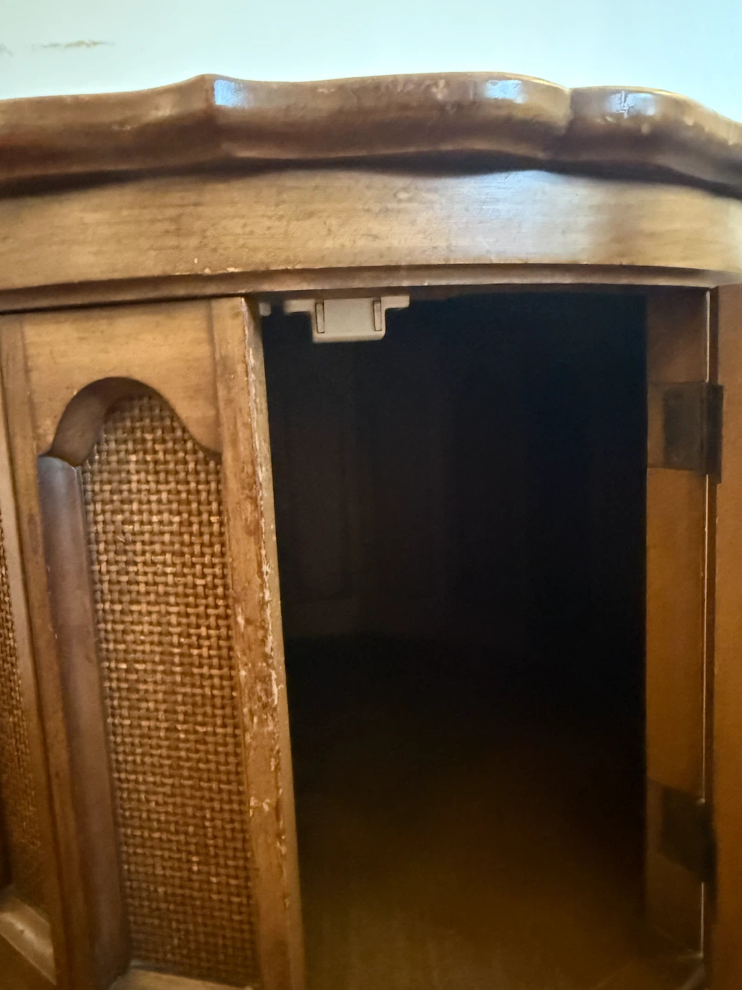Vintage Wooden Side Table with Cane Accents - photo 5