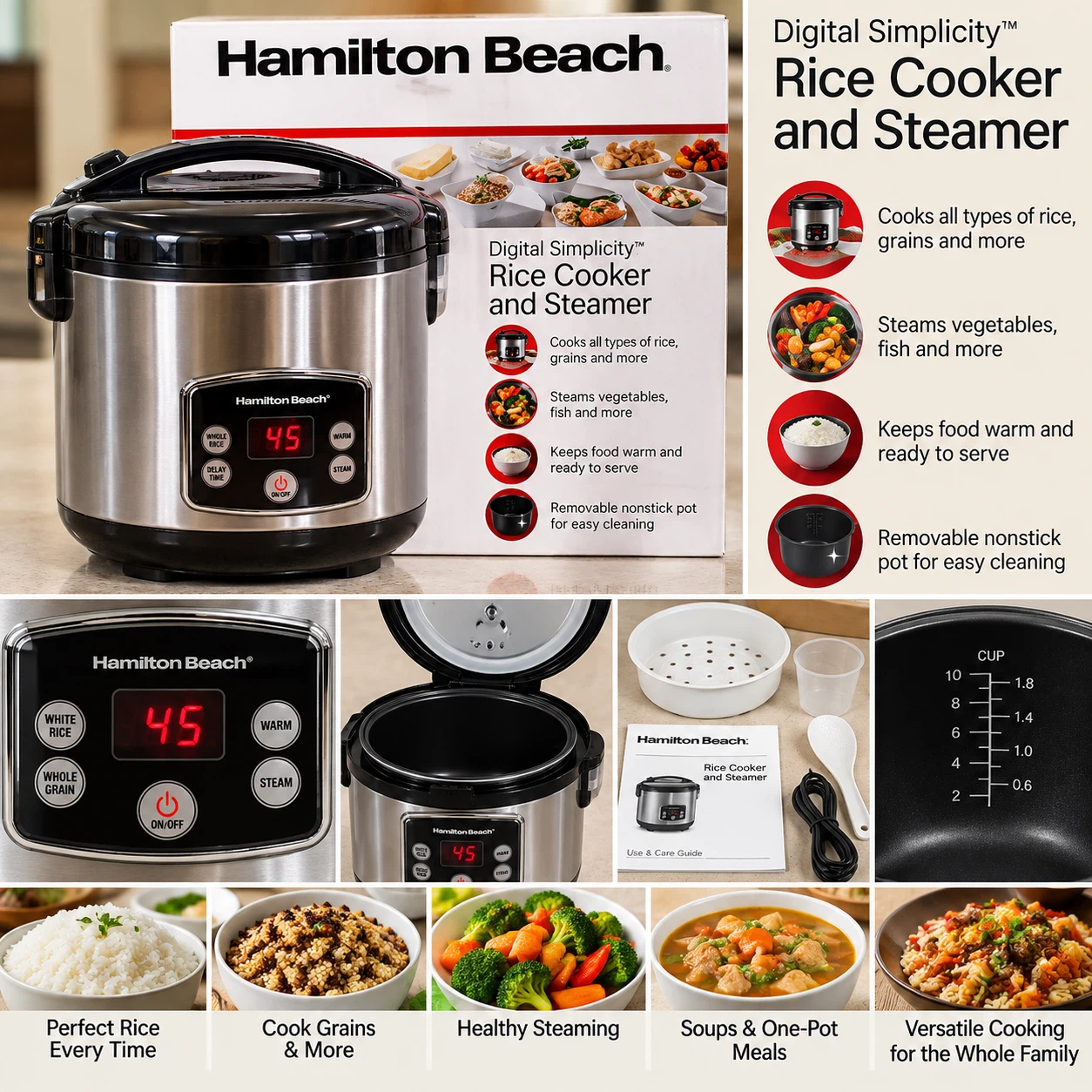 Hamilton Beach Digital Simplicity Rice Cooker and Steamer - photo 2