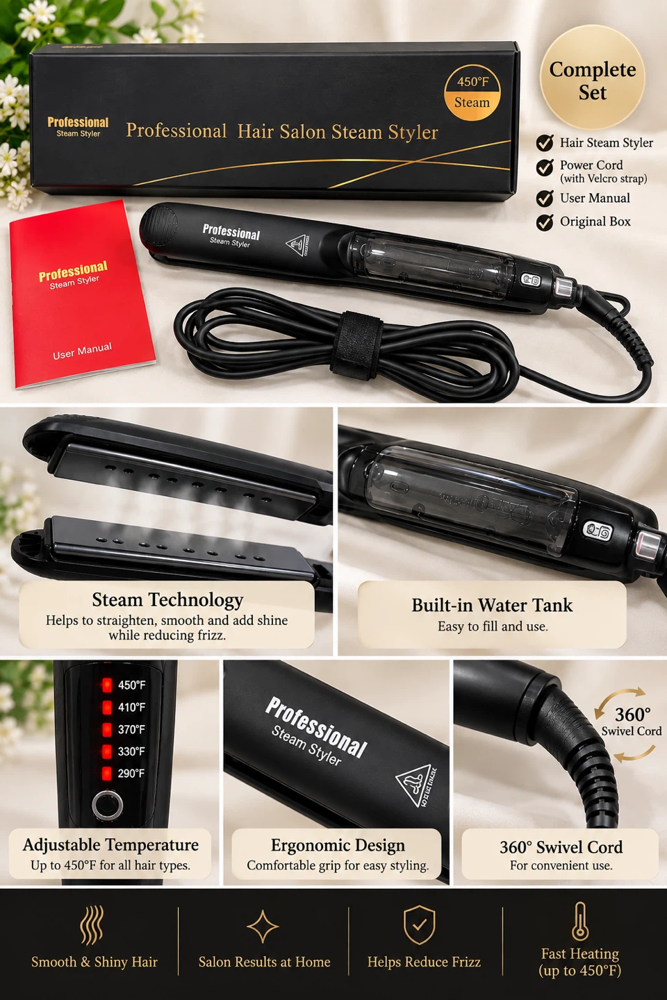 Professional Hair Salon Steam Styler Flat Iron