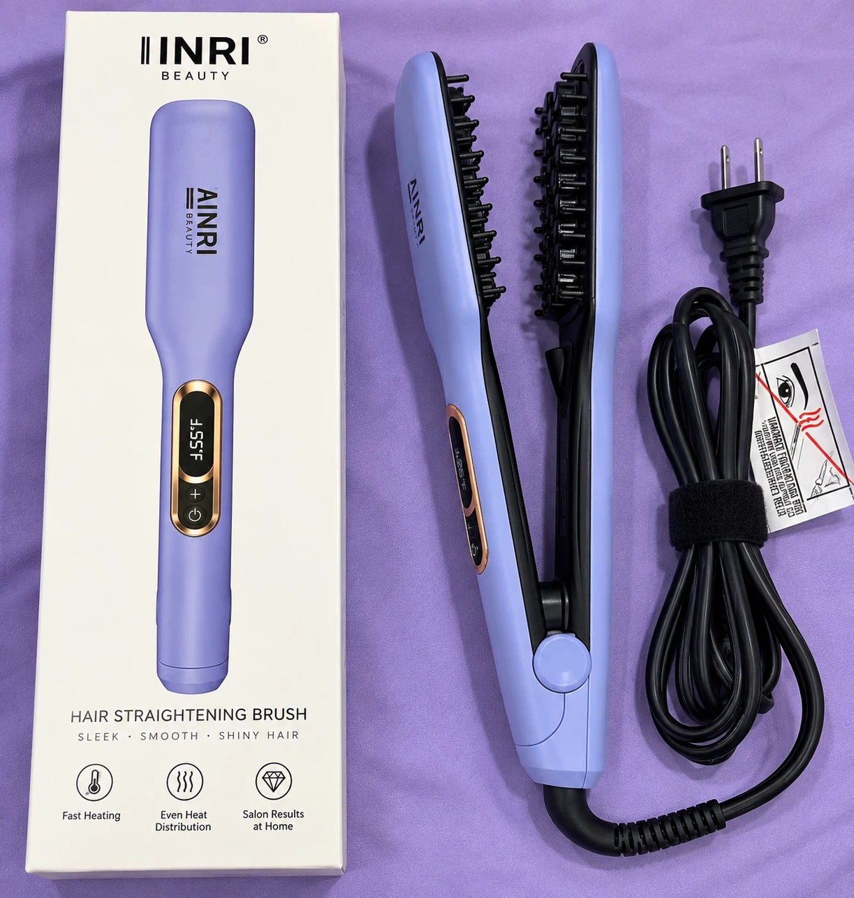 JINRI Professional Hair Straightener Brush - Purple