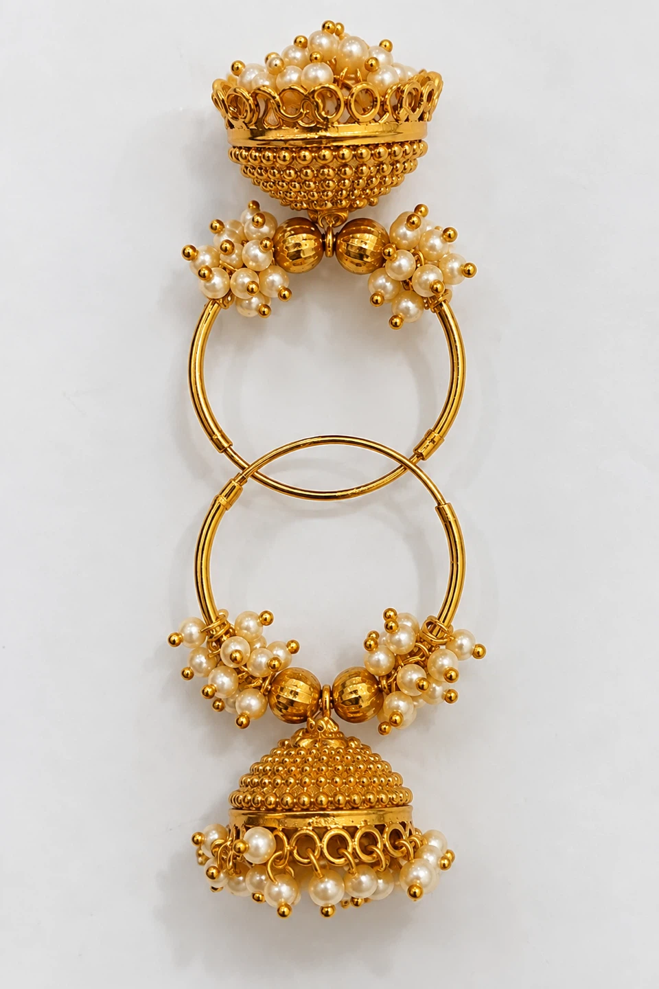 Gold Jhumka Earrings with Pearls