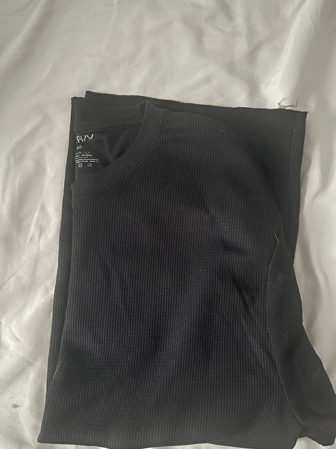 Black Ribbed Long Sleeve Shirt