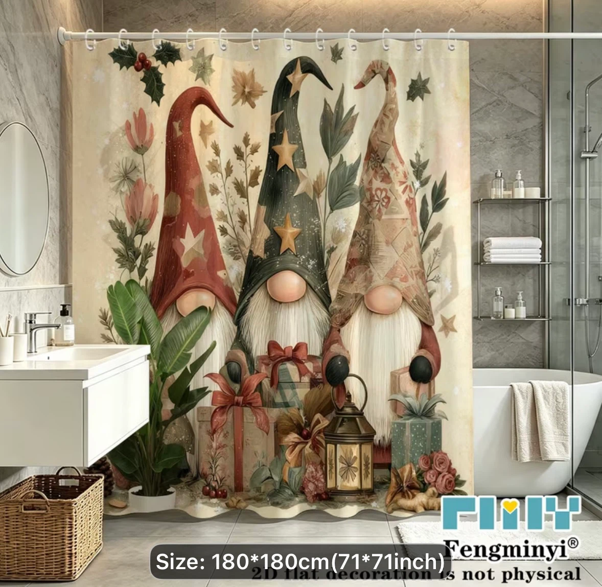 New Stock - Fengminyi Gnome Winter Shower Curtain