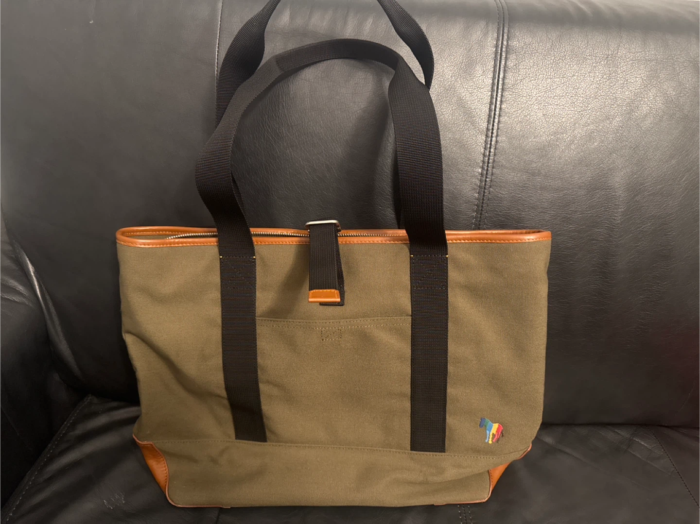 Paul Smith Olive Green Canvas Tote Bag