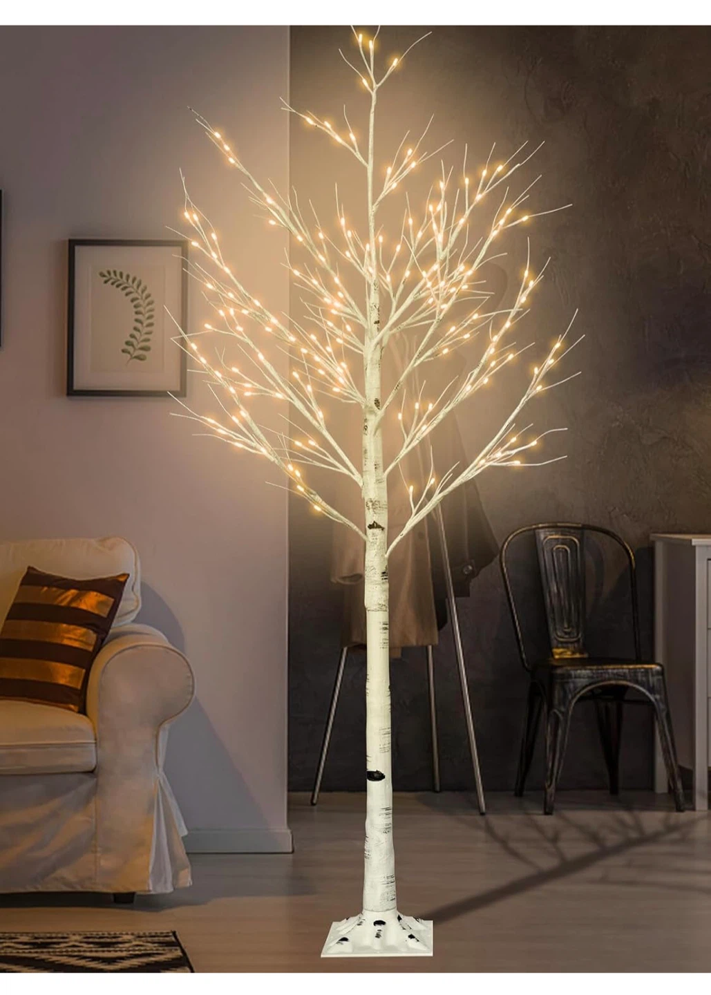 NEW Skcoipsra 6FT 96LED Lighted Birch Tree, Warm White