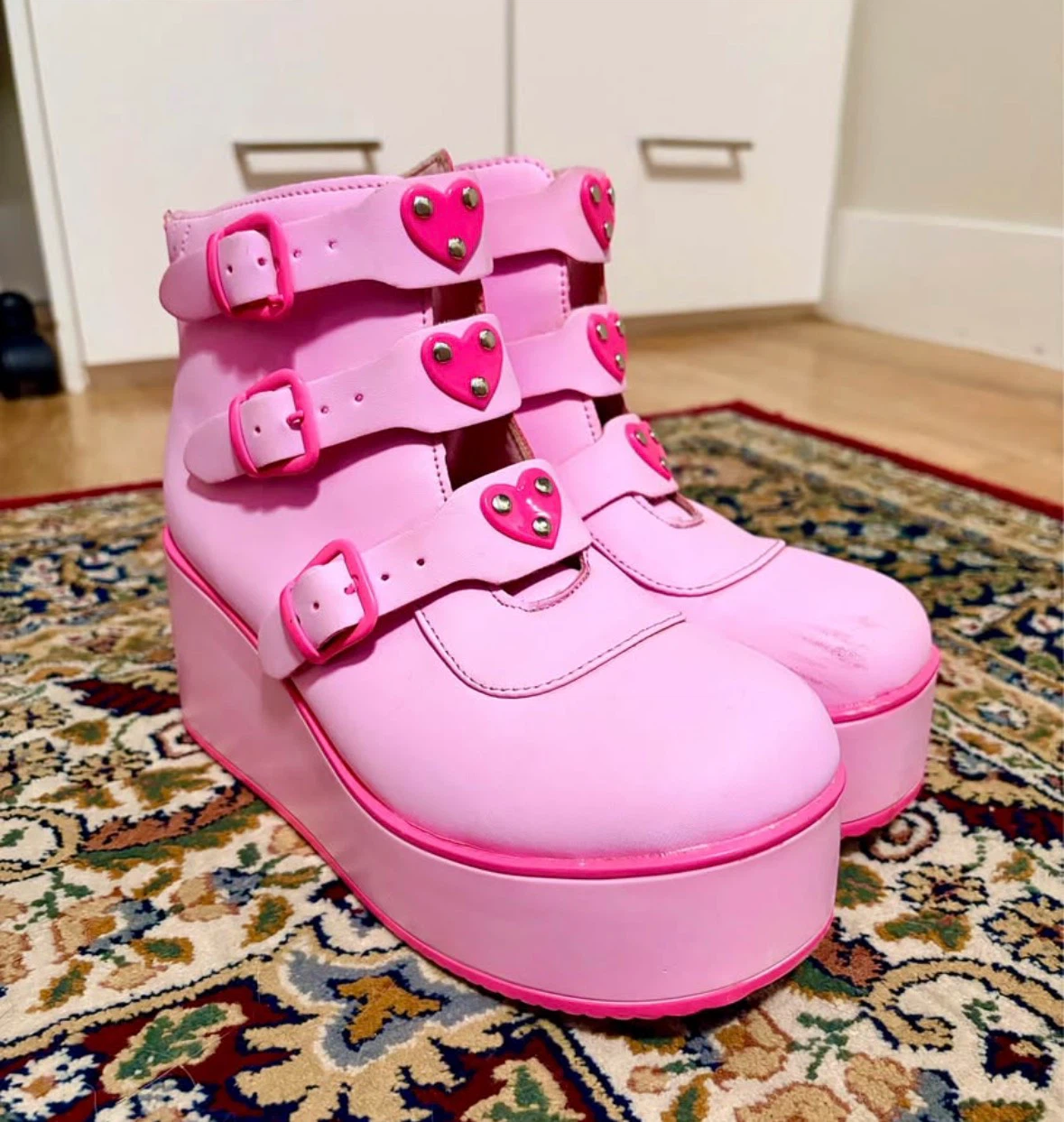 Cute Pink Platform Boots (size 8)