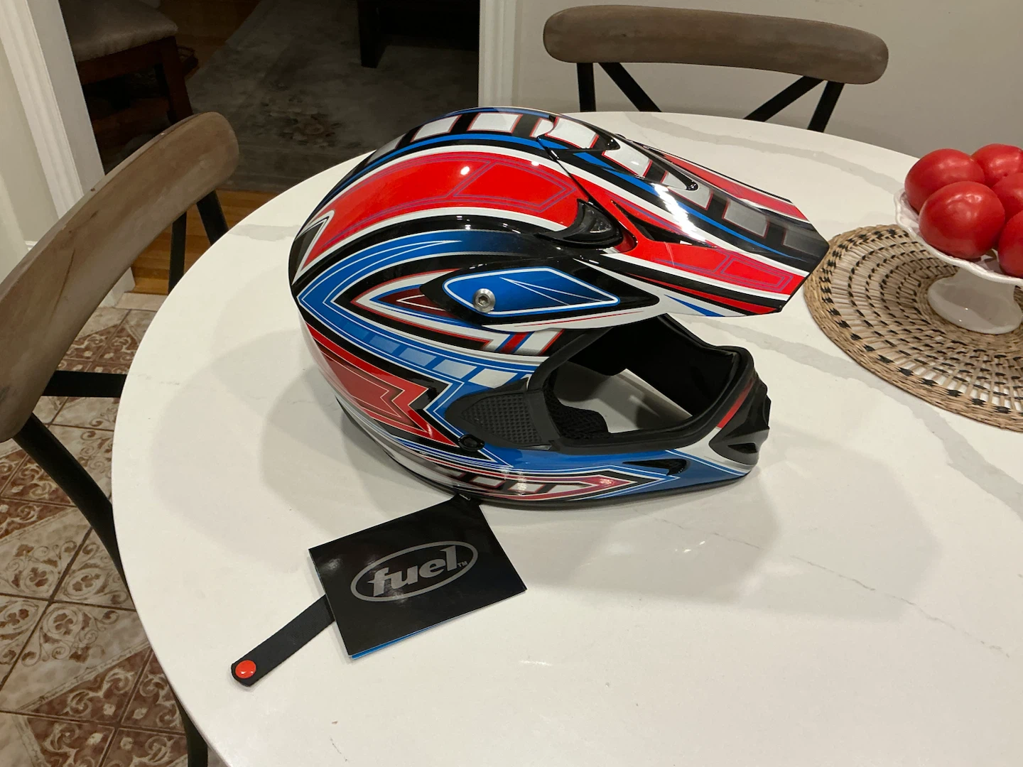 Fuel Motocross Helmet Red Blue White