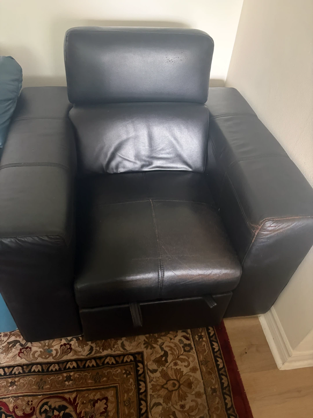 Black Leather Recliner Armchair